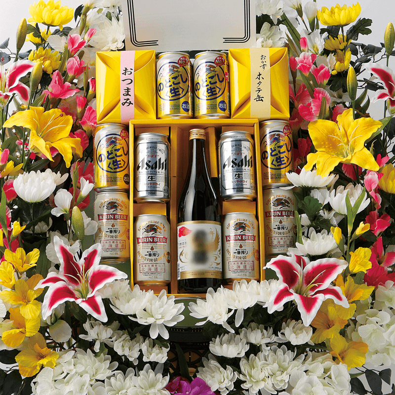 No.772－F フラワー盛かご 一段飾り お酒・ビール・珍味【江別・恵庭